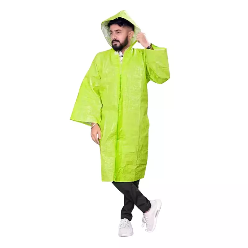 GENERIC PPE Raincoat Velcro Closure Type Green Free Size (Pack of 10)