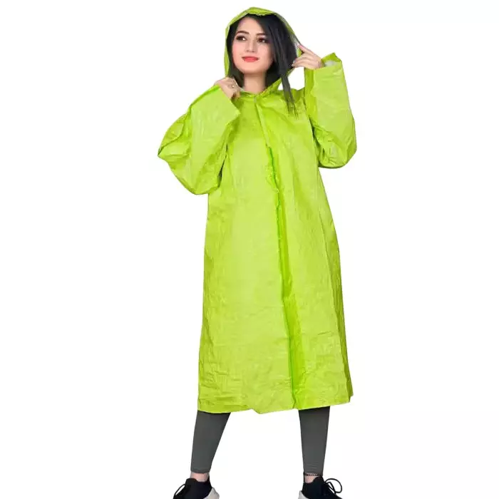 GENERIC PPE Raincoat Velcro Closure Type Green Free Size (Pack of 10)