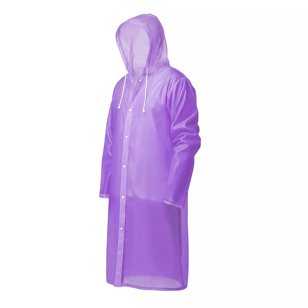 Warnmat Unisex Raincoat Made of Waterproof PVC Plastic Purple Color Free Size and Button Closure (Pack of 20)