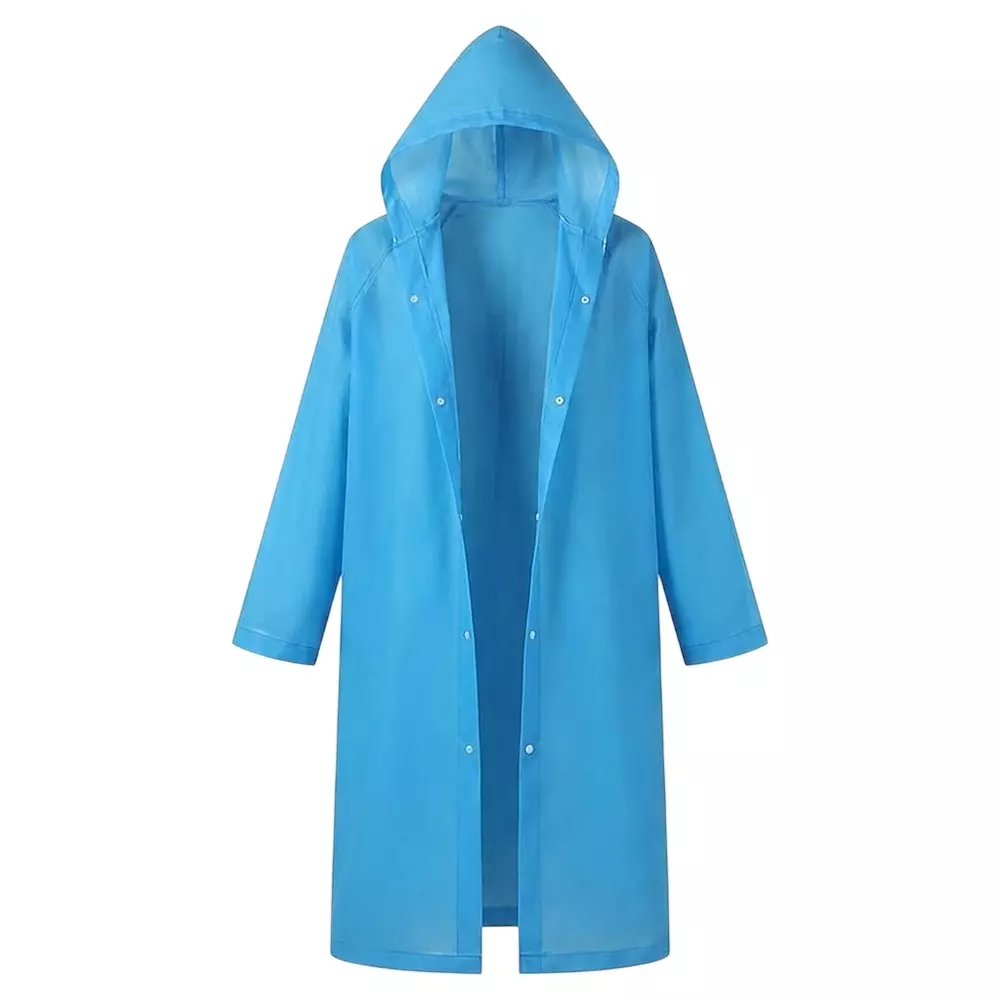 Warnmat Unisex Raincoat Made of Waterproof PVC Plastic Blue Color Free Size and Button Closure (Pack of 20)