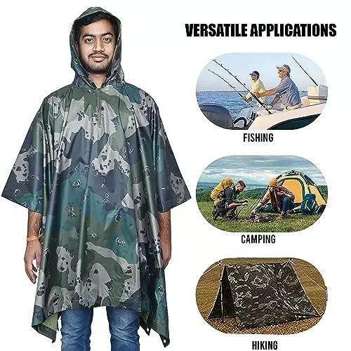 Allextreme Poncho Raincoat Heavy Duty Military Impermeable Jacket Army Green Size S Model 5 for Outdoor, Hiking, Camping, ‎AL6PU05