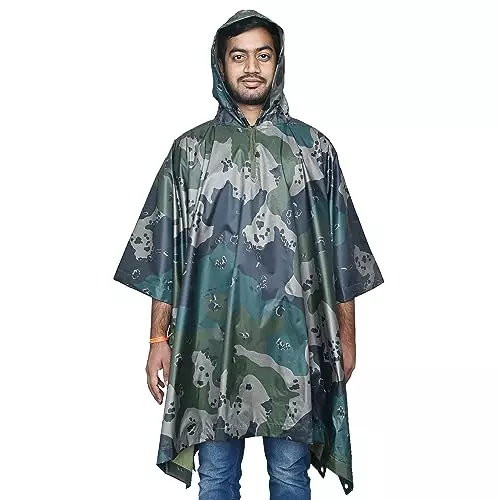 Allextreme Poncho Raincoat Heavy Duty Military Impermeable Jacket Army Green Size S Model 5 for Outdoor, Hiking, Camping, ‎AL6PU05