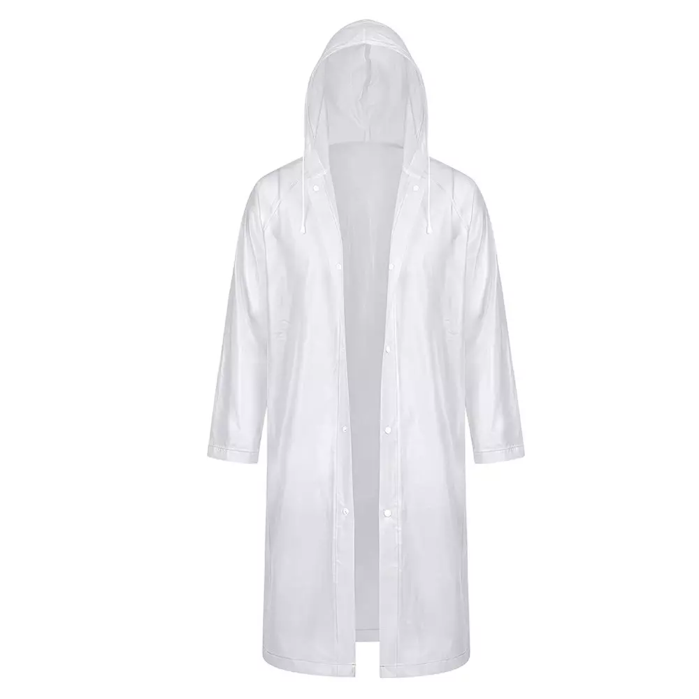 Warnmat Unisex Raincoat Made of Waterproof PVC Plastic White Color Free Size and Button Closure (Pack of 20)