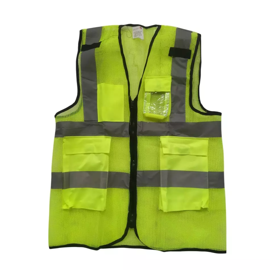 Generic Safety Jacket With Pockets and ZIP Closure Polyester (Pack of 5 Pcs)