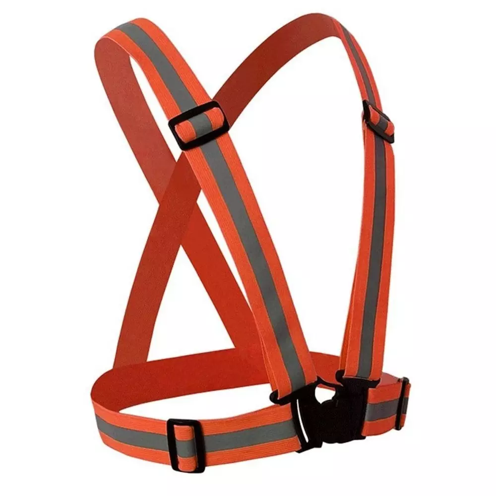 Rahul Professionals Cross Belt Reflective Jacket High Visibility Adjustable Silver Reflective Stripe Color Orange Free Size (Pack of 10)