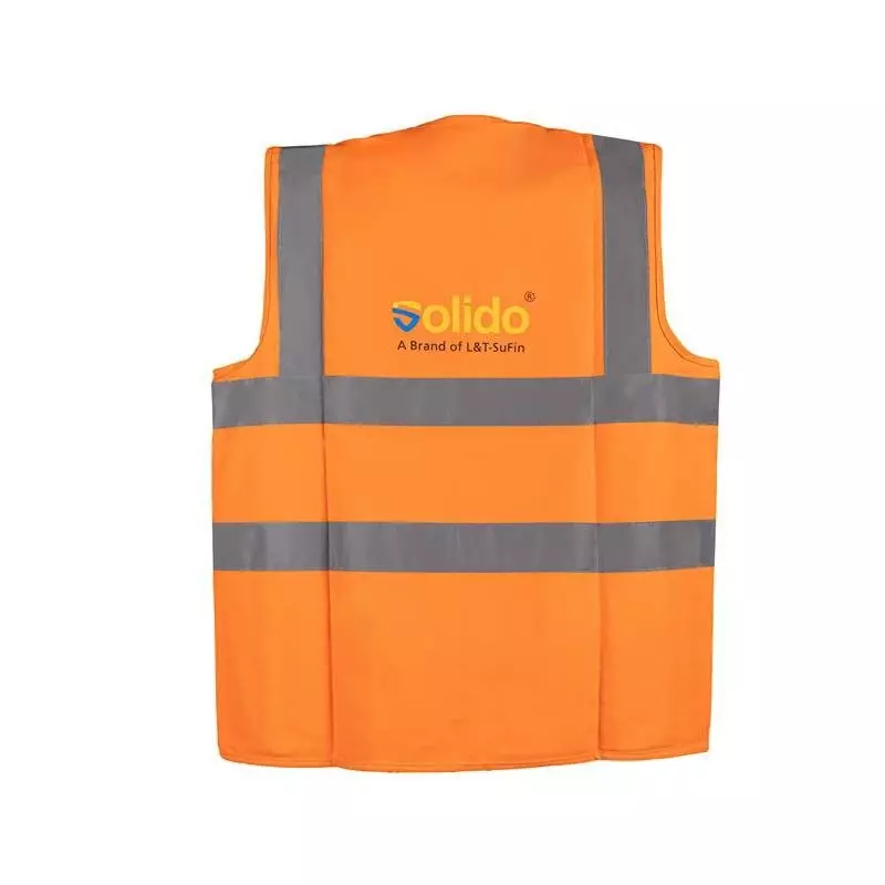 Solido Safety Jacket 190 GSM Sleeveless 51 mm (2 inch) Tape 100% Polycotton Orange Size L, Flash Line Pro