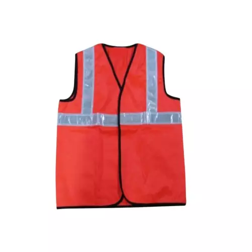 Warnmat Polyester Safety Waistcoats/Jacket With Reflective Strip 60 GSM Free Size Orange, v4you-202 (Pack of 10)