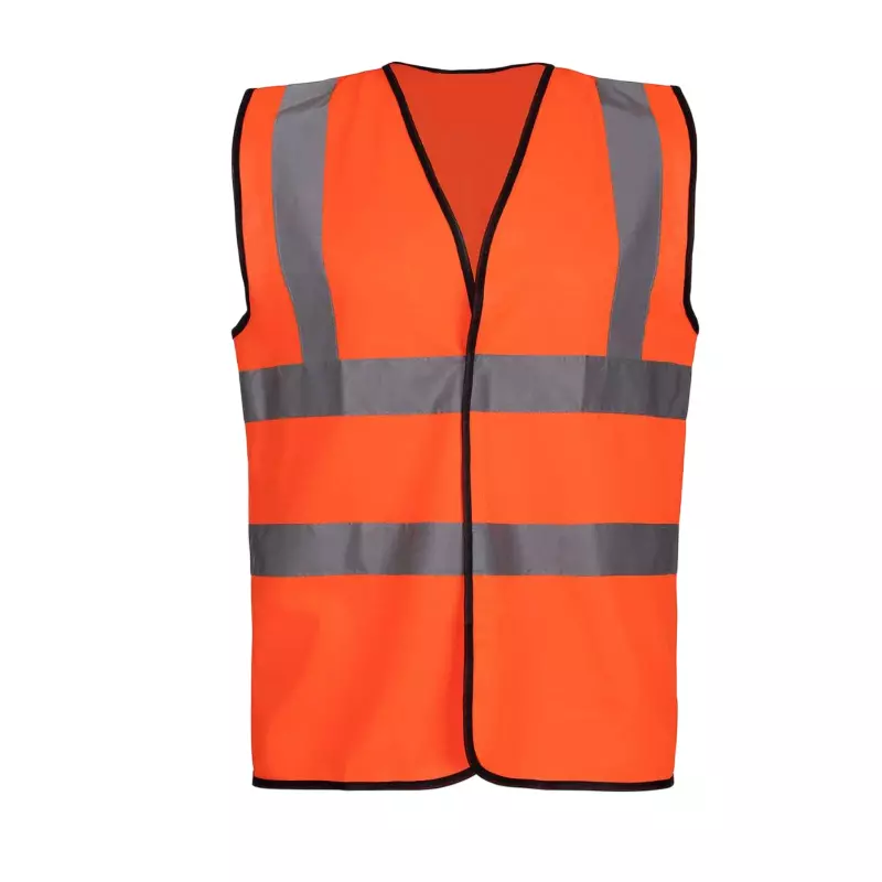 Warnmat Polyester Safety Jacket With Reflective Strip 90 GSM Free Size Orange, v4you-209 (Pack of 20)
