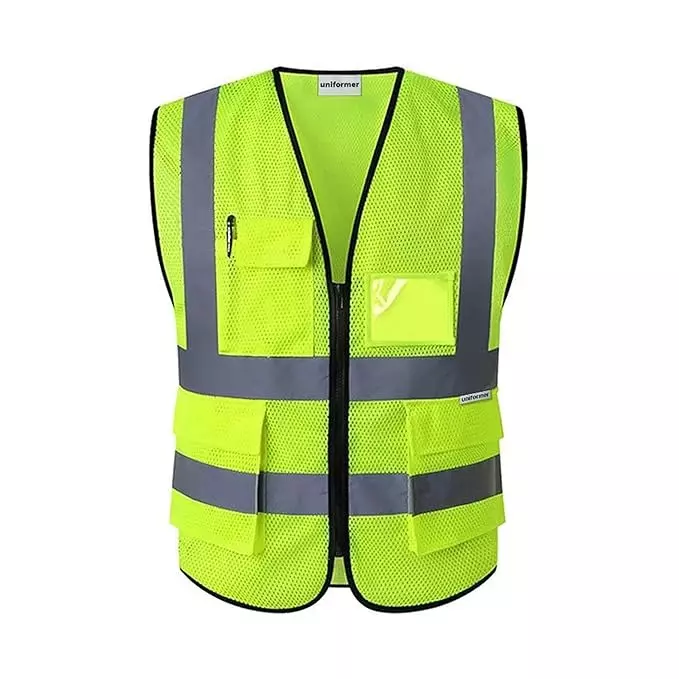 Generic Safety Jacket With Pockets And Zip Closure Polyester (Pack Of 10 Pcs)