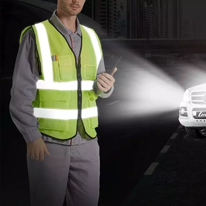 Generic Safety Jacket With Pockets And Zip Closure Polyester (Pack Of 10 Pcs)