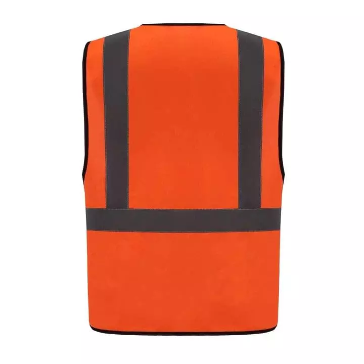 Uniformer V-Neck Shape Reflective Safety Jacket Orange Polyester Unisex Regular Fit for Construction & Road Safety Use