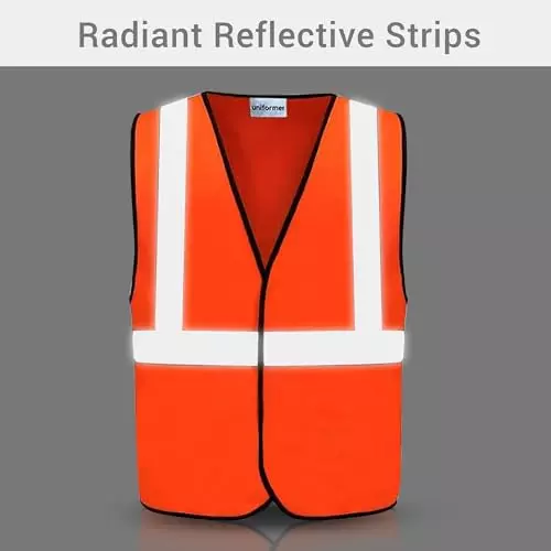 Uniformer V-Neck Shape Reflective Safety Jacket Orange Polyester Unisex Regular Fit for Construction & Road Safety Use