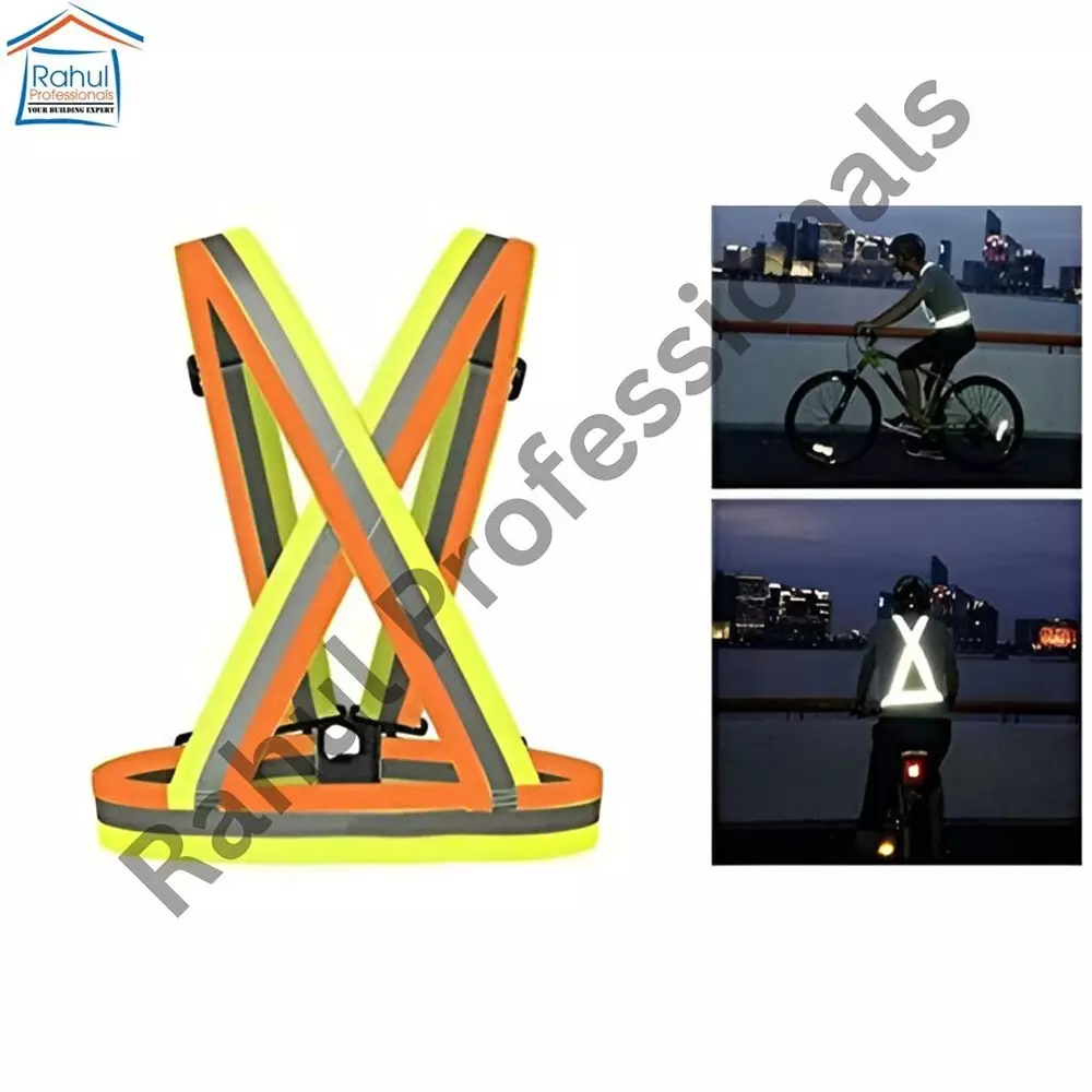Rahul Professionals Cross Belt Reflective Jacket High Visibility Adjustable Silver Reflective Stripe Color Multicolor Free Size (Pack of 5)