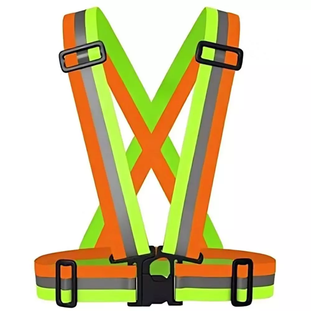 Rahul Professionals Cross Belt Reflective Jacket High Visibility Adjustable Silver Reflective Stripe Color Multicolor Free Size (Pack of 15)