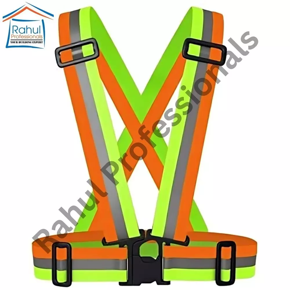 Rahul Professionals Cross Belt Reflective Jacket High Visibility Adjustable Silver Reflective Stripe Color Multicolor Free Size (Pack of 15)