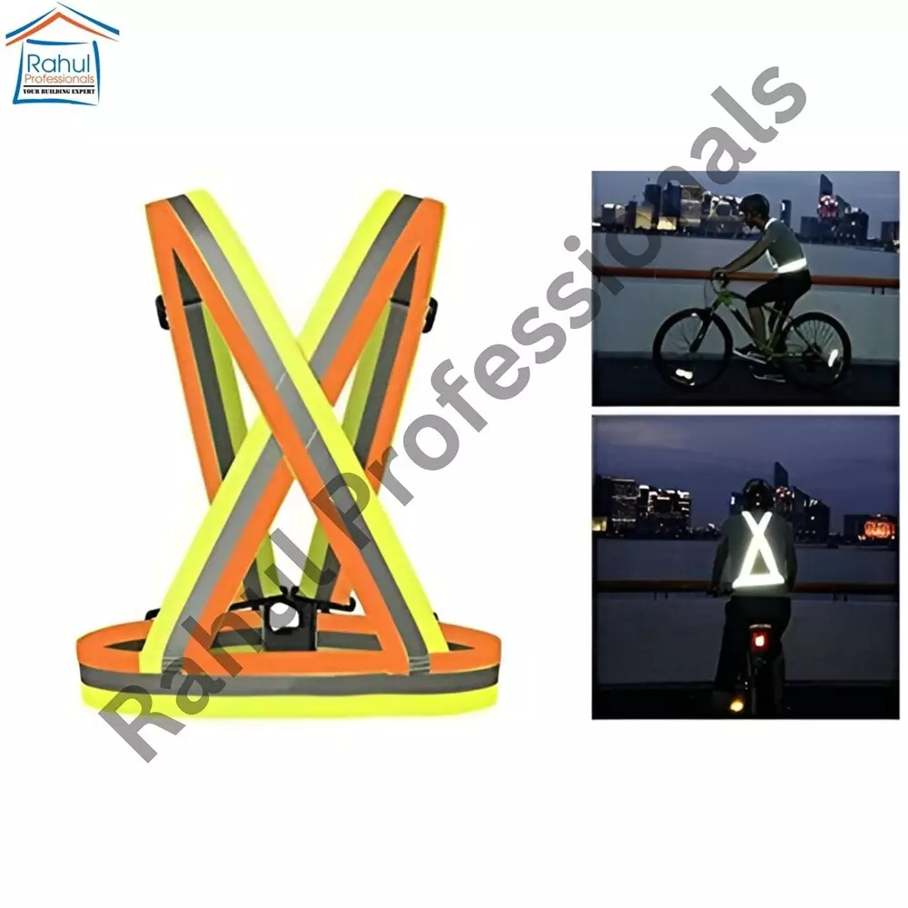 Rahul Professionals Cross Belt Reflective Jacket High Visibility Adjustable Silver Reflective Stripe Color Multicolor Free Size (Pack of 15)