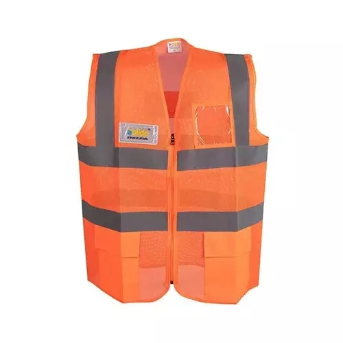 Solido Safety Jacket 90/100 GSM Sleeveless 51 mm (2 inch) Tape 100% Polyester Orange, Hi-Vis 100 Pro