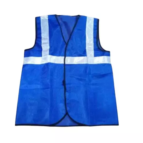 Shopking Polyster Reflective Safety Jacket 120 GSM Free Size Blue, V4You-2011 (Pack of 20 Pcs)