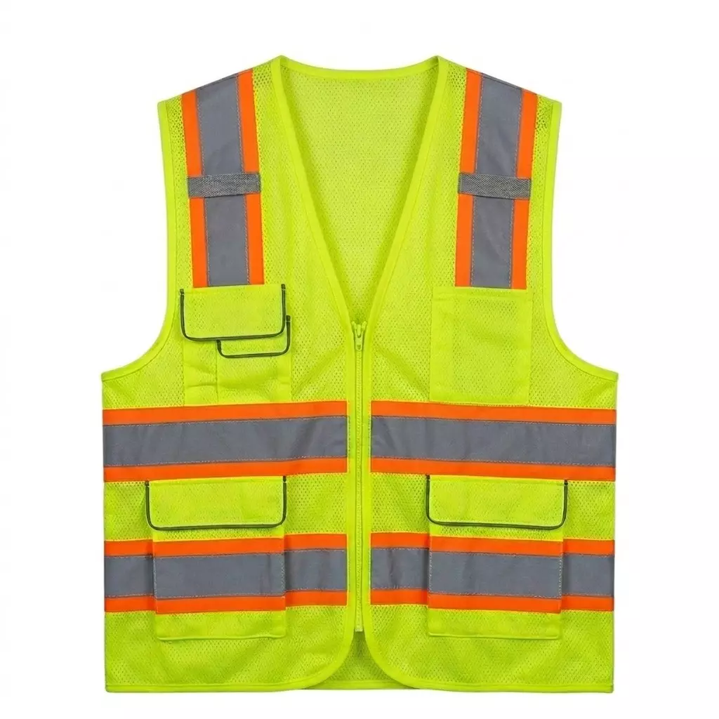 Warnmat Reflective Safety Jacket Free Size 120 GSM Green Color for Industrial Safety & Workplace, WM-RSJ-04 (Pack of 20)