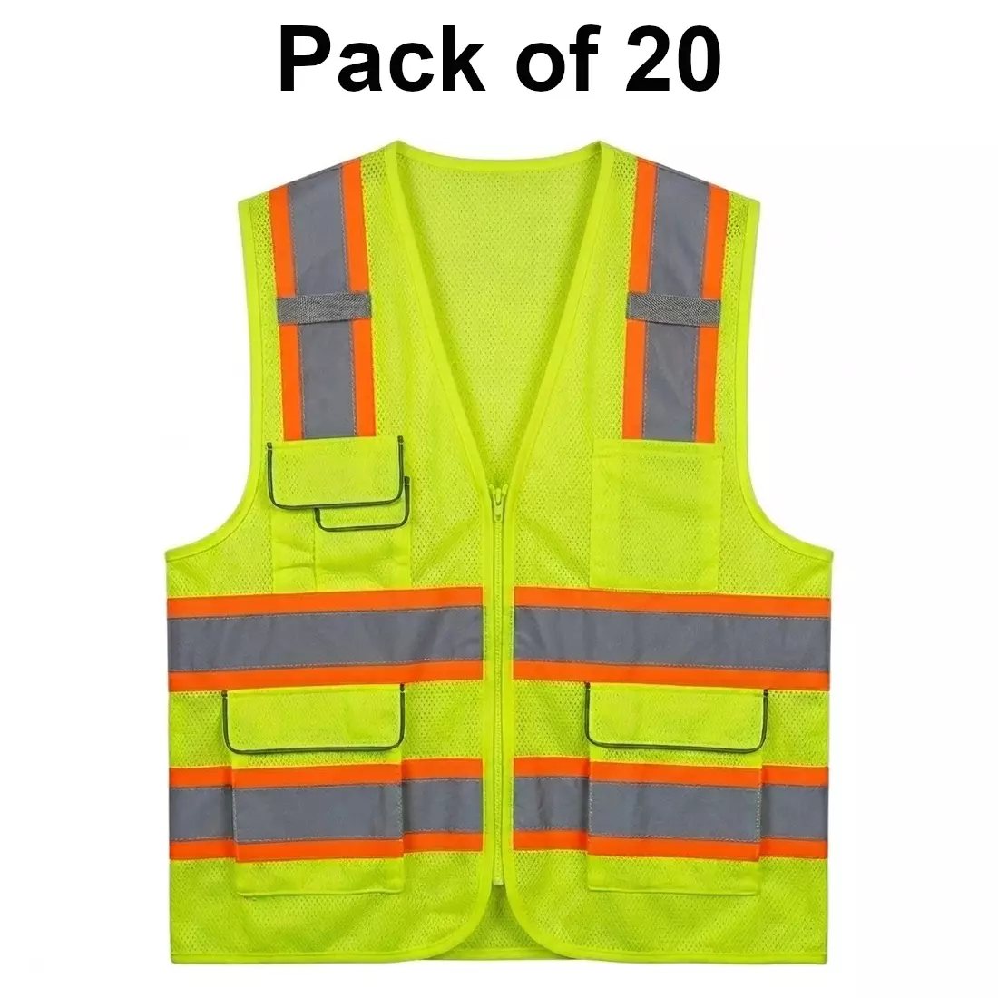 warnmat-reflective-safety-jacket-free-size-120-gsm-green-color-for-industrial-safety-workplace-wm-rsj-04-pack-of-20