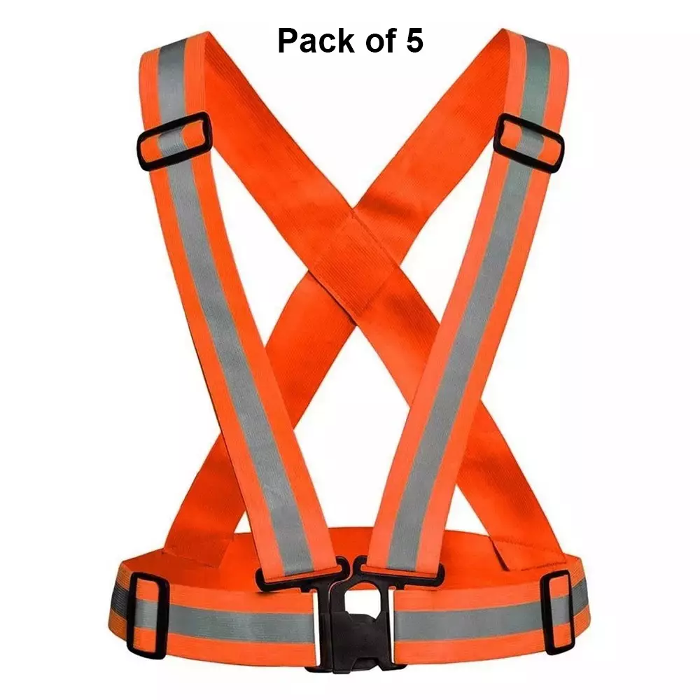 rahul-professionals-cross-belt-reflective-jacket-high-visibility-adjustable-silver-reflective-stripe-color-orange-free-size-pack-of-5