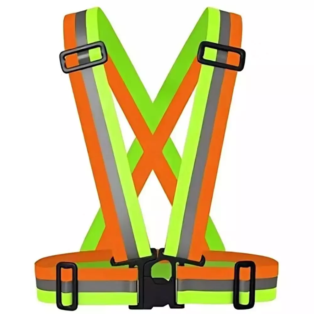 Rahul Professionals Cross Belt Reflective Jacket High Visibility Adjustable Silver Reflective Stripe Color Multicolor Free Size (Pack of 20)