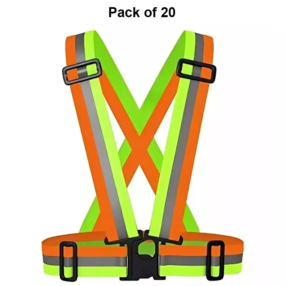 rahul-professionals-cross-belt-reflective-jacket-high-visibility-adjustable-silver-reflective-stripe-color-multicolor-free-size-pack-of-20