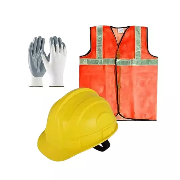 GENERIC Safety Kit (Hard Head Helmet & Reflective Safety Jacket with Gloves Set) for Outdoor Construction