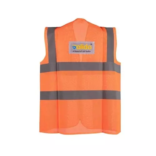 Solido Safety Jacket 90/100 GSM Sleeveless 51 mm (2 inch) Tape 100% Polyester Orange Size XL, Hi-Vis 100 Pro