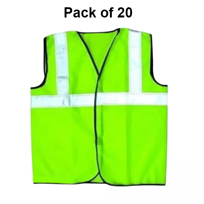 warnmat-polyester-safety-jacket-with-reflective-strip-120-gsm-free-size-green-v4you-2011-pack-of-20