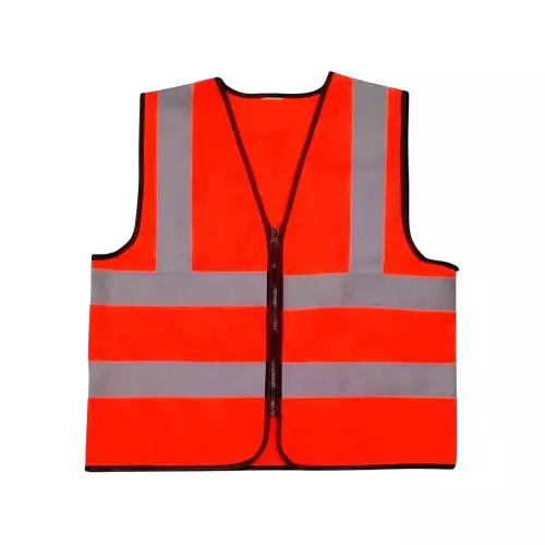 Shopking Polyster Reflective Safety Jacket 90 GSM Free Size Orange, V4You-209 (Pack of 10 Pcs)
