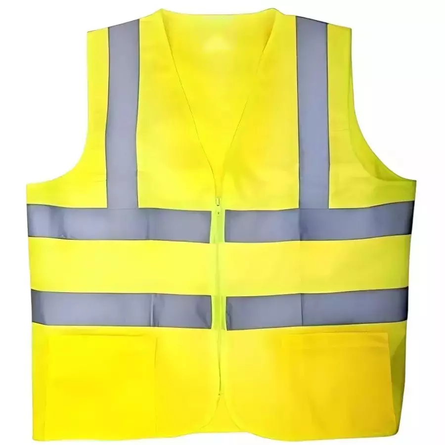 BEGGOSAFE Safety Jacket 120 GSM Free Size 2 Pocket Zipper Closure Type Polyester Yellow