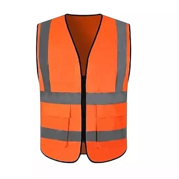 BEGGOSAFE Safety Jacket 120 GSM Free Size 2 Pocket Zipper Closure Type Polyester Orange