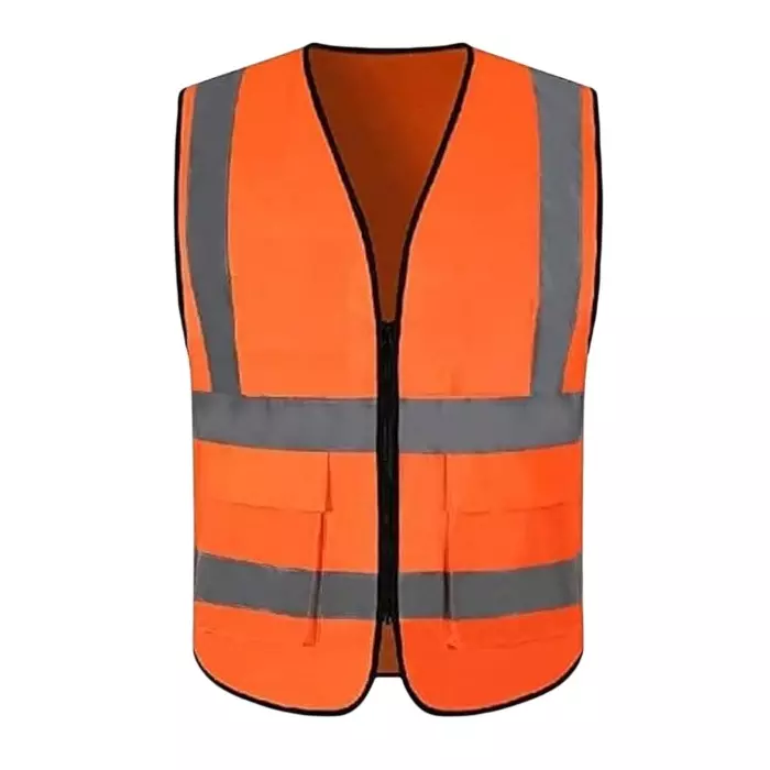 ANGELSAFE 120 GSM Safety Jacket with 2 inch (50.8 mm) Reflective Tape, Polyester Body, Free Size and Orange Color (Pack of 5)