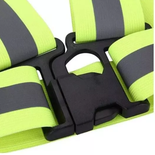 Sicuro Elastic Reflective Safety Belt Sleeveless Free - Size Green Nylon for Traffic Signal Use, (Pack of 20 Pcs)