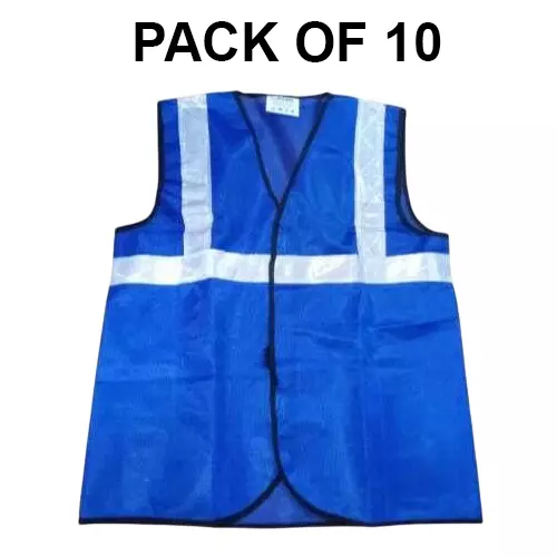 shopking-polyster-reflective-safety-jacket-120-gsm-free-size-blue-v4you-2011-pack-of-10-pcs
