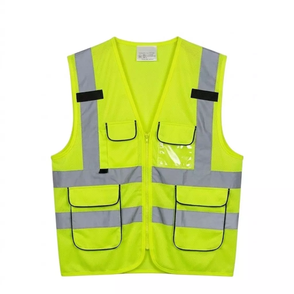 Warnmat Reflective Safety Jacket Free Size 120 GSM Green Color for Industrial Safety & Workplace, V4Y-SAFETY-JKT