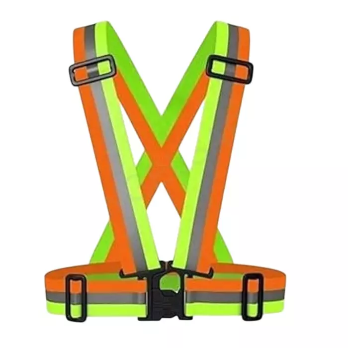 ANGELSAFE Safety Cross Belt Multicolor Color Free Size Made of Polyester, Reflective Pattern Ideal for Unisex (Pack of 5)