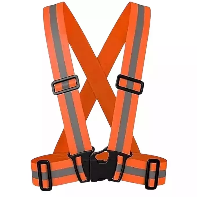 ANGELSAFE Safety Cross Belt High Visibility Polyester Material Regular Fit Free Size Orange Color (Pack of 10 Pcs)