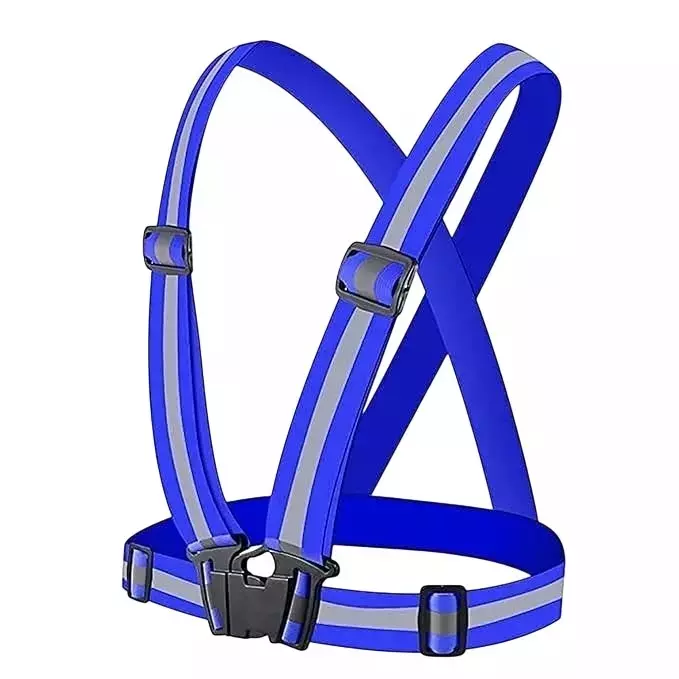 ANGELSAFE Safety Cross Belt High Visibility Polyester Material Regular Fit Free Size Blue Color (Pack of 10 Pcs)