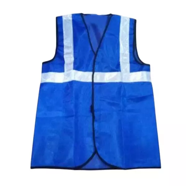 Warnmat Polyester Safety Jacket With Reflective Strip 120 GSM Free Size Blue, v4you-2011