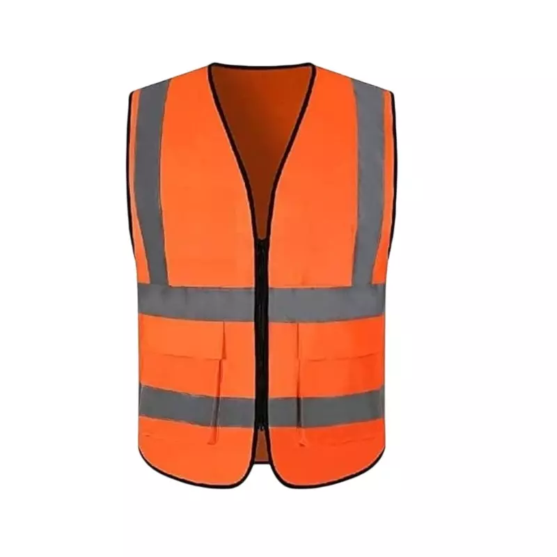 Angelsafe Safety Jacket 2 Pocket Collared Neck Regular Fit Zipper 90 GSM Free Size Orange Sleeveless Polyster