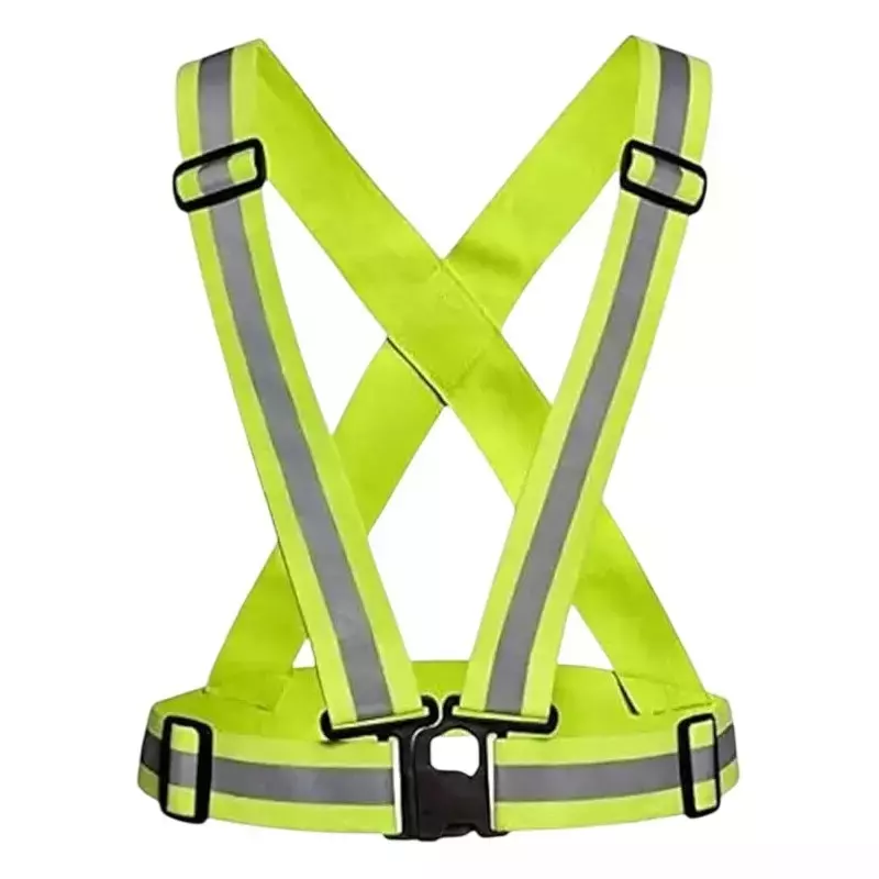 ANGELSAFE Safety Cross Belt High Visibility Polyester Material Regular Fit Free Size Green Color (Pack of 10 Pcs)