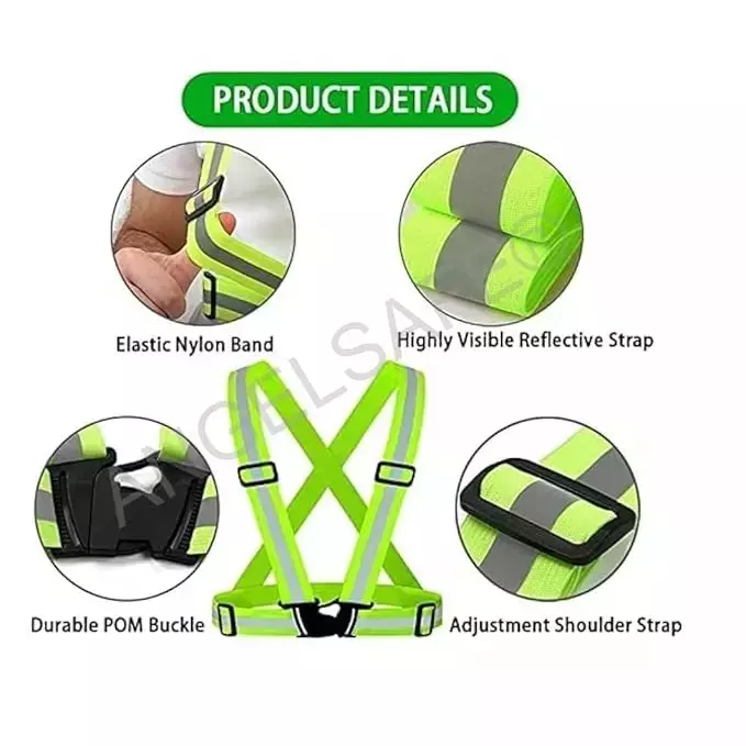angelsafe-safety-cross-belt-high-visibility-polyester-material-regular-fit-free-size-green-color-pack-of-10-pcs