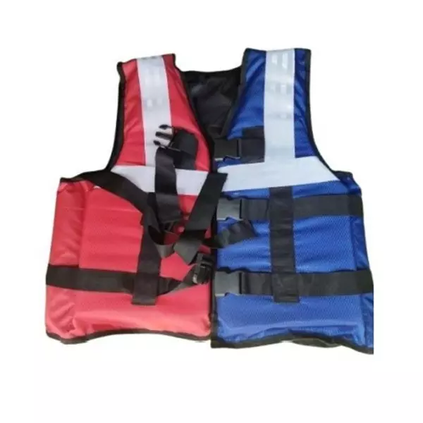 2M ICSS Life Jacket PU Coated Swimming Blue Red Adjustable With 3 Straips (Size: XXL), 126LIFE JACKET