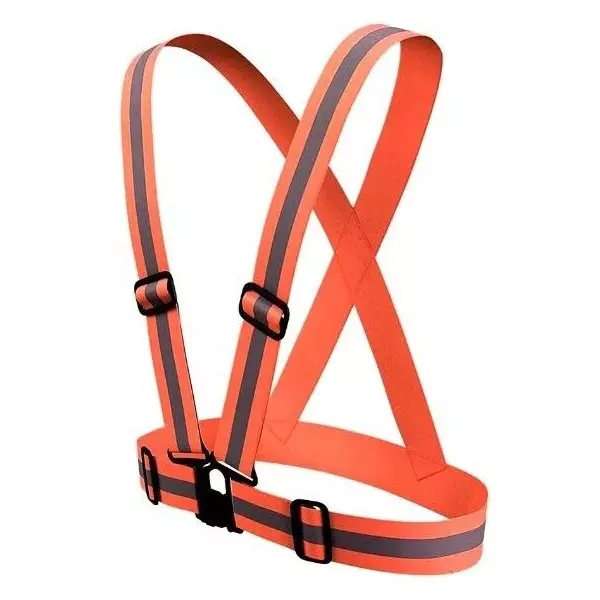 Sicuro Elastic Reflective Safety Belt Sleeveless Free - Size Orange Nylon for Traffic Signal Use, (Pack of 20 Pcs)