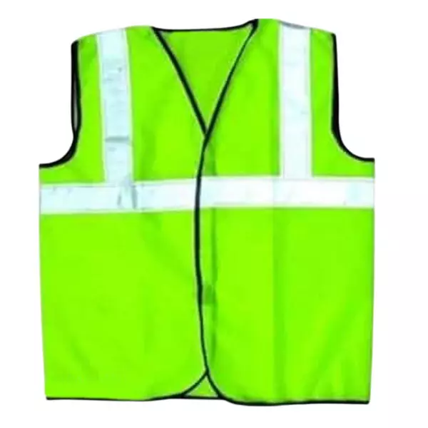 Warnmat Polyester Safety Jacket With Reflective Strip 120 GSM Free Size Green, v4you-2011