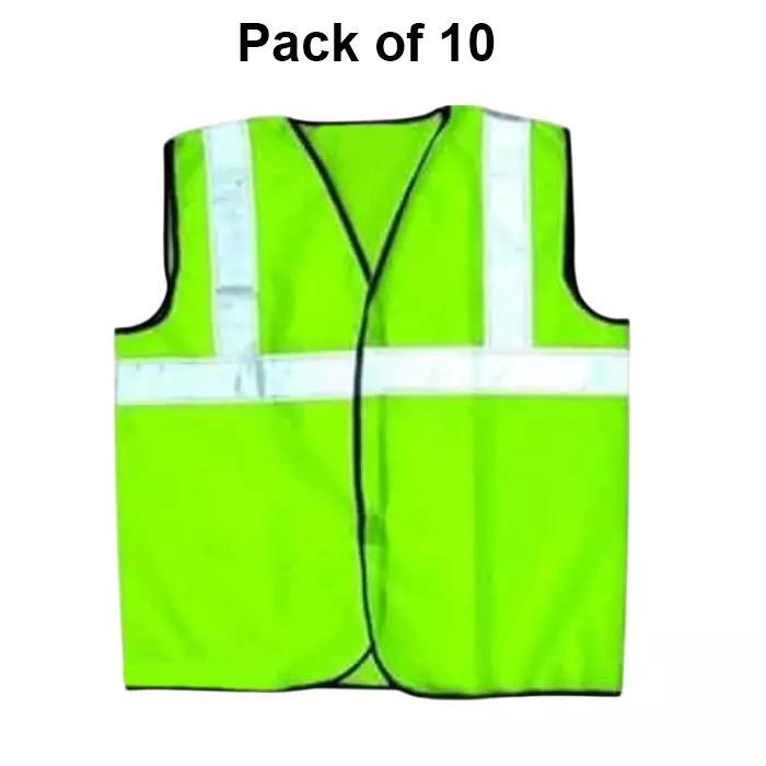 warnmat-polyester-safety-jacket-with-reflective-strip-120-gsm-free-size-green-v4you-2011-pack-of-10