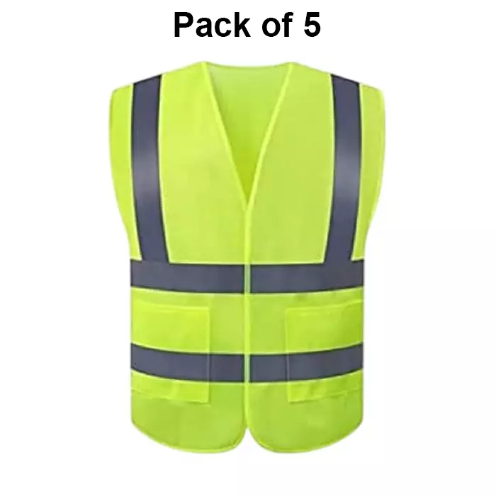 angelsafe-120-gsm-safety-jacket-with-2-inch-508-mm-reflective-tape-polyester-body-free-size-and-green-color-pack-of-5