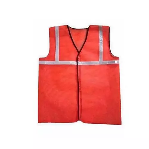 Safe Work Safety Jacket Polyester 50 GSM Orange Reflective S Size for Construction, Road Side & Indutrial Use, SJ50 2V1H
